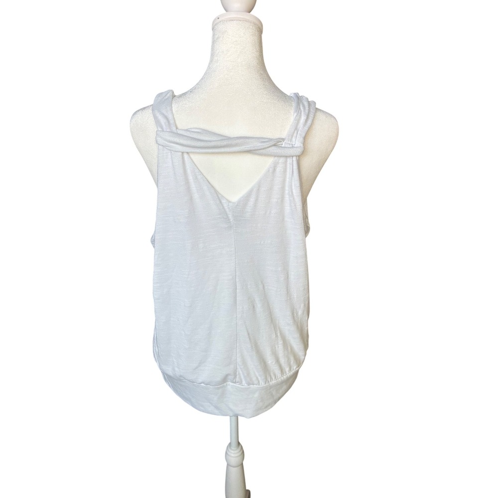 Alyx Womens White Sleeveless Bubble Hem Blouse with Removable Necklace Large - Picture 3 of 6